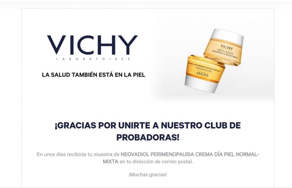 pedir muestra gratis crema de día Vichy Neodaviol