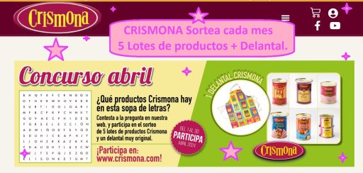 CRISMONA Sortea cada mes 5 Lotes de productos + Delantal.
